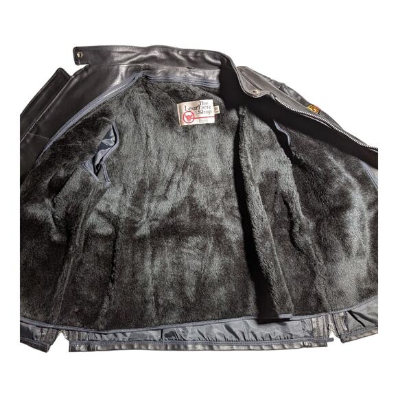 Vtg 1980s The Leather Shop Black Harley Patch Full Zip Biker Jacket Women's 18 - Picture 6 of 7